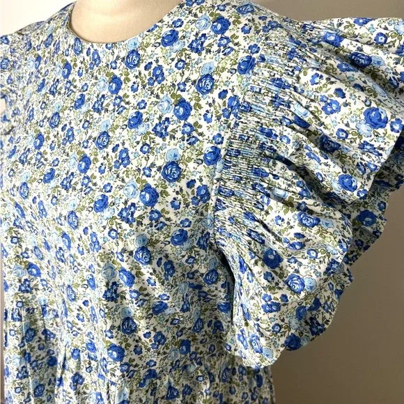 Hyacinth House Tuckernuck Floral Mini Dress Ruffle sleeves SZ M NWOT - Picture 3 of 9